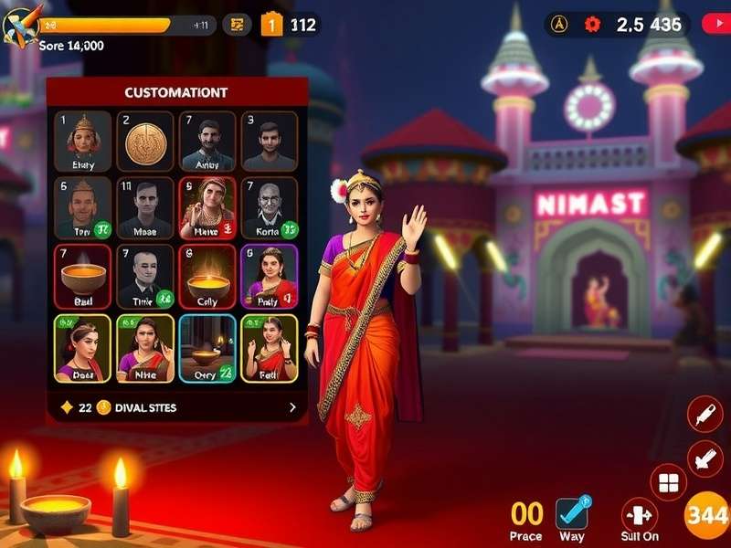 Namaste Nemesis gameplay screenshot showing Indian cultural elements